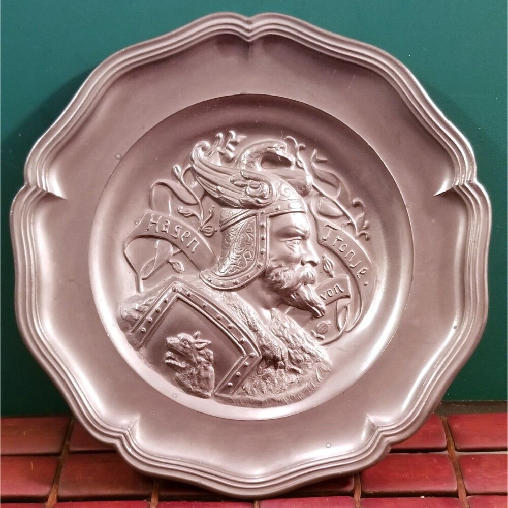 Vintage Hagen Von Tronje Pewter Plate 9" Diameter